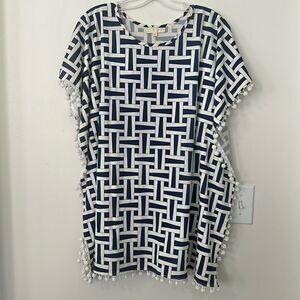 Britt Ryan Abstract Pom Pom Kaftan Tunic Top S